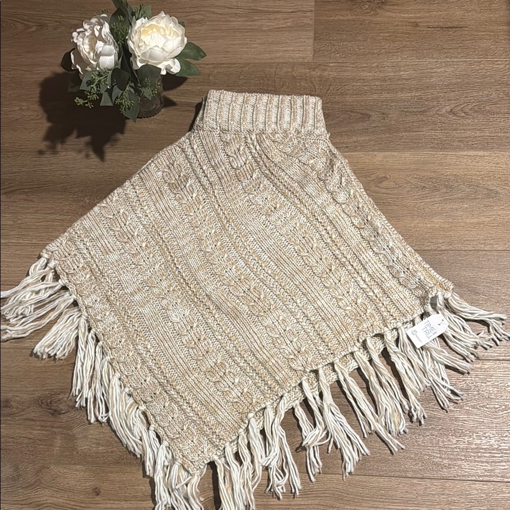 Time and Tru Cream Cable Knit Poncho